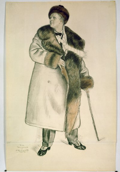 Portrait of the Opera Singer Feodor Ivanovich Chaliapin, 1920-21 by Boris Mikhailovich Kustodiev